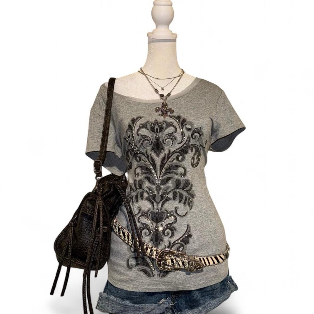 Gray Embellished Women's Top